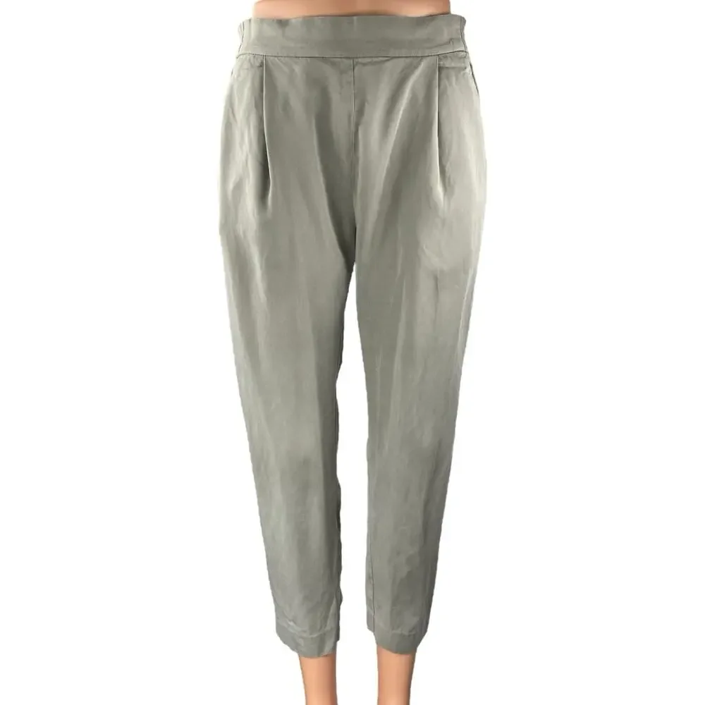 All Saints Women's Gray High Waisted Pleated Carrot Tapered Trousers Pants Sz 2